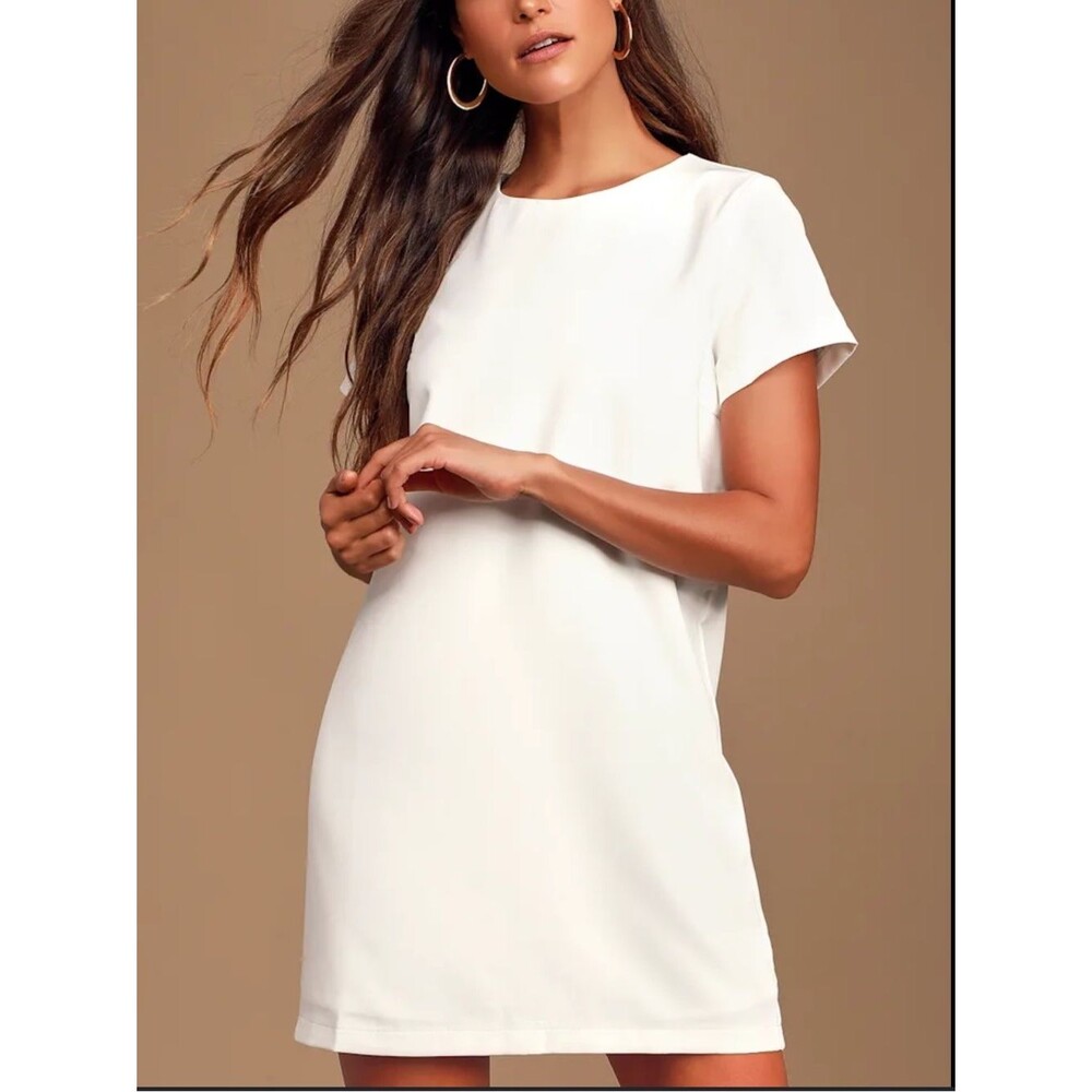 Lulu's White Shift and Shout Bridal Wedding Shower Lined Mini Dress Small New